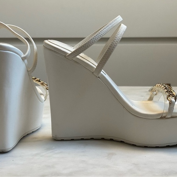 Aldo White Platform Shoes with Gold Accents - Picture 5 of 6